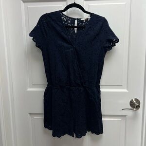 Navy Lace Romper (pockets)